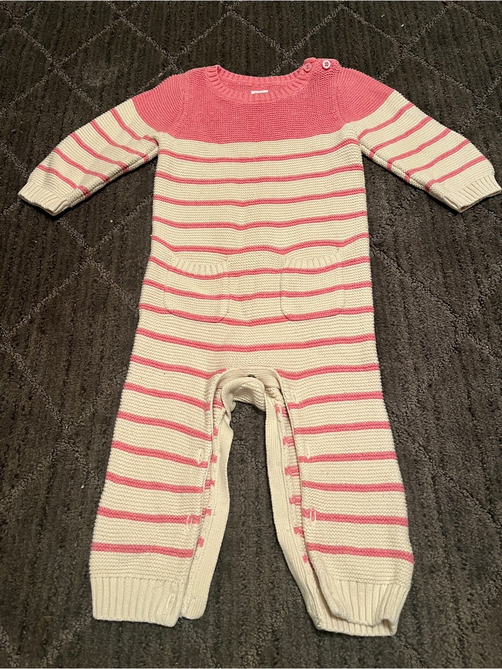 Baby Gap Girls Pink and Cream Striped Sweater Knit One-Piece Size 6-12M